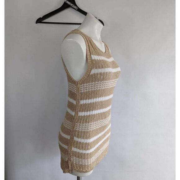 Nwt lou & grey tan and white sleeveless tunic sweater L - Picture 4 of 8